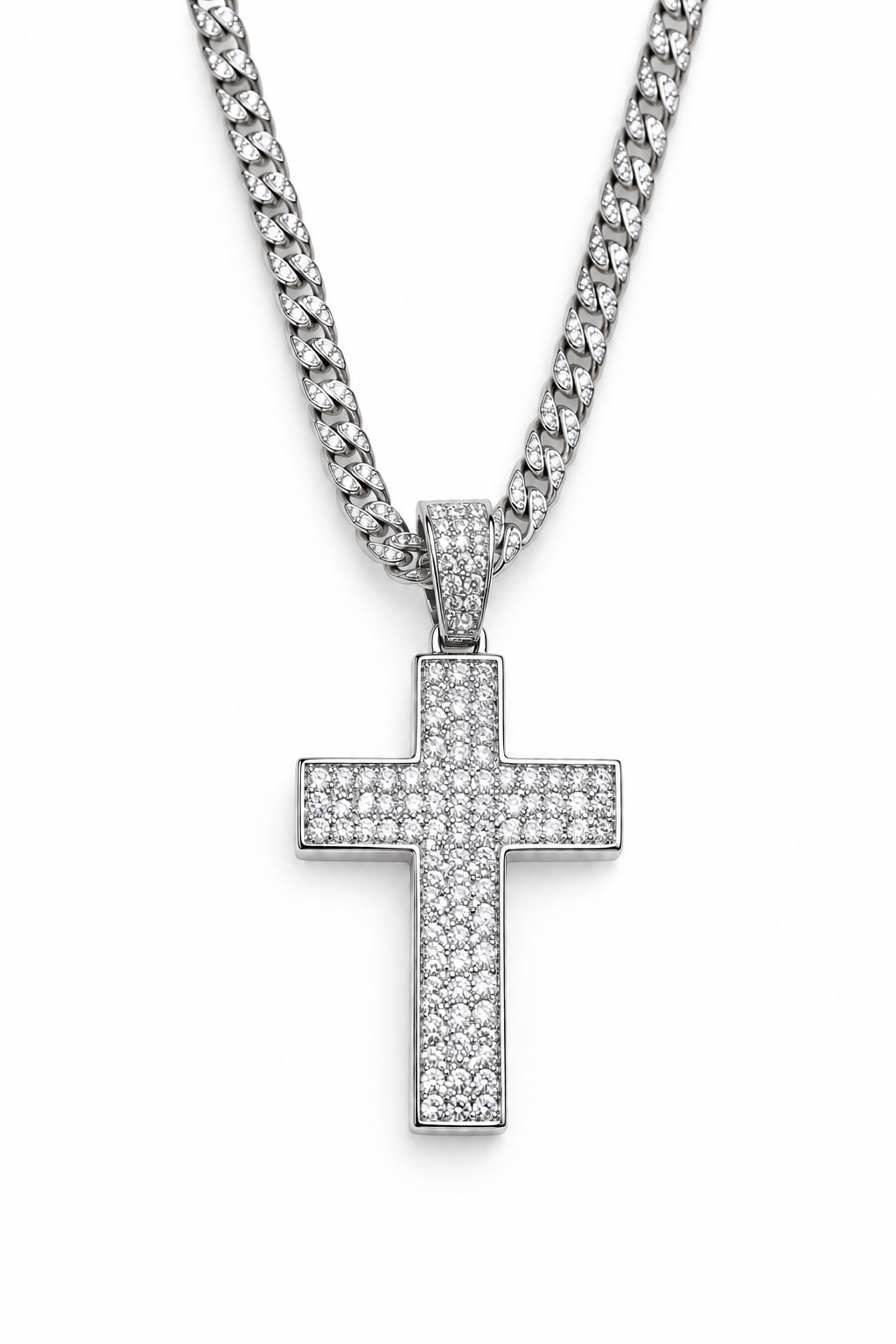 Fuerza y Estilo Stainless Steel Cross Pendant Necklace