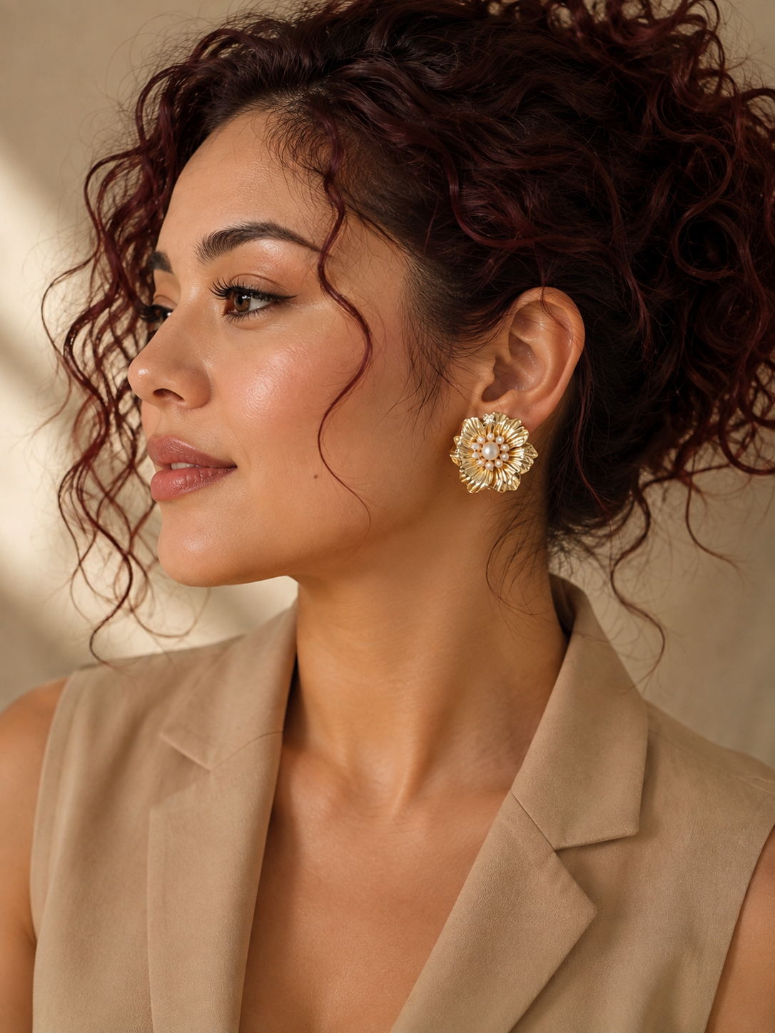 Wildflower Wreath Brass Earrings.