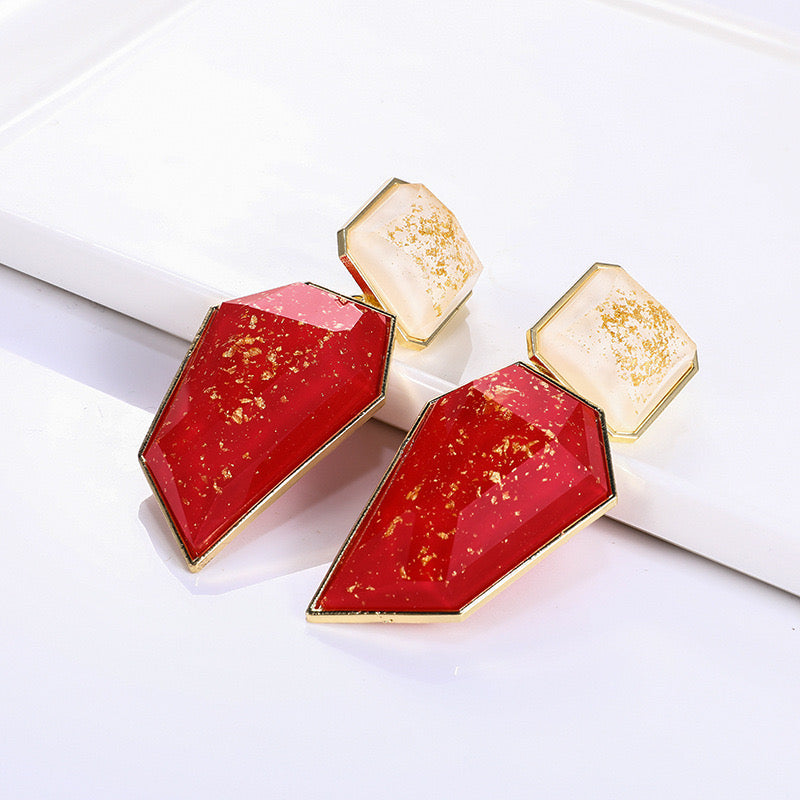 Eternal Flame Red and White Asymmetrical Earrings