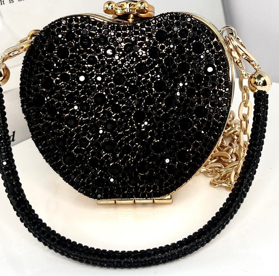 Heart in Love Collection, Black Evening Bag, Diamond Shaped.