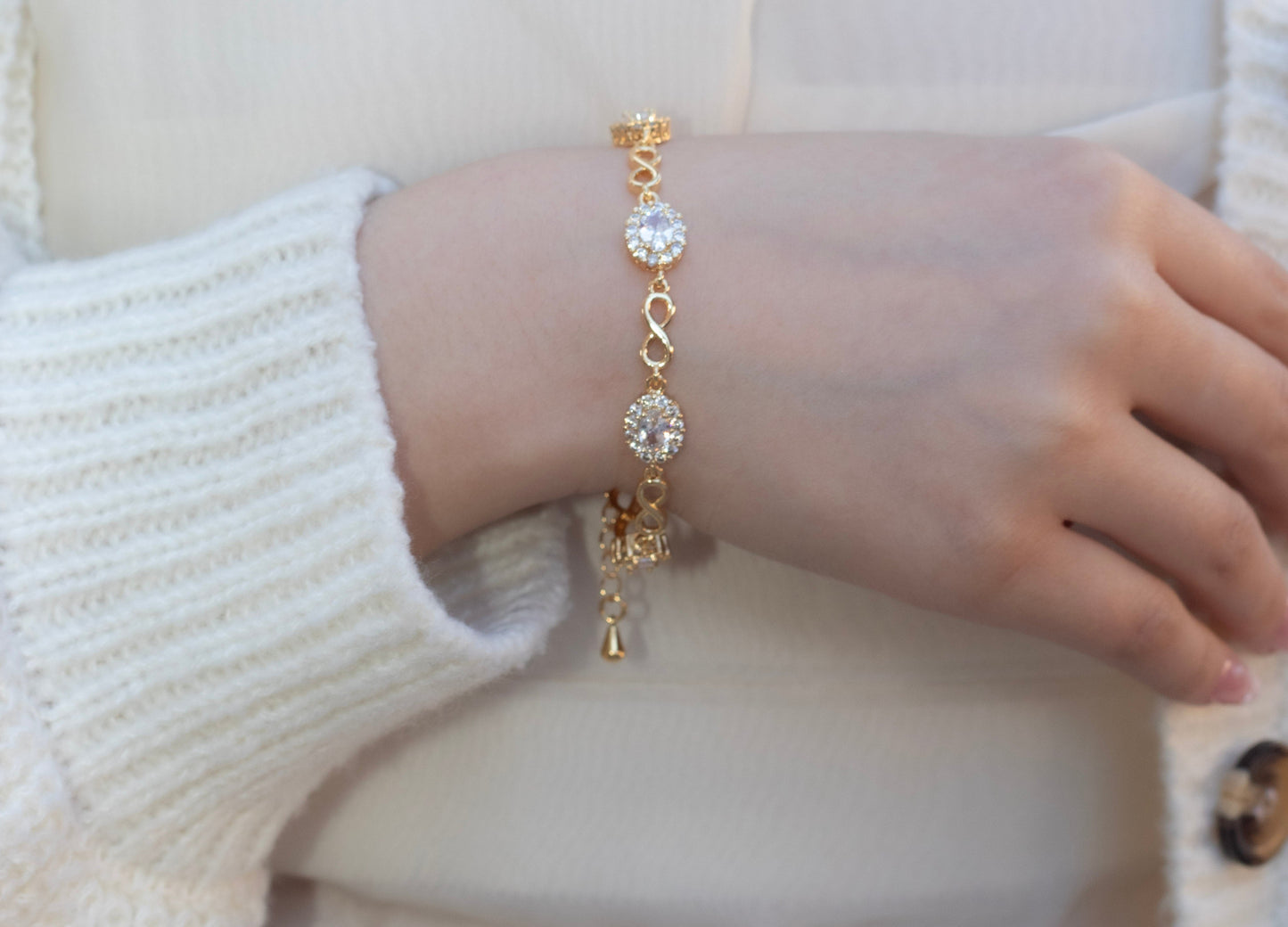 Zoila's 18K Brass Gold Plated Infinity Link Tennis Bracelet