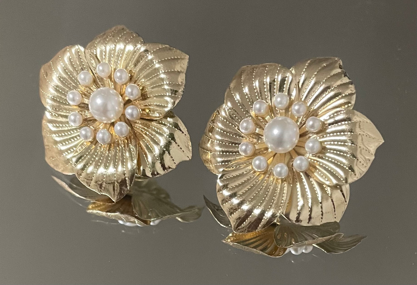 Wildflower Wreath Brass Earrings.