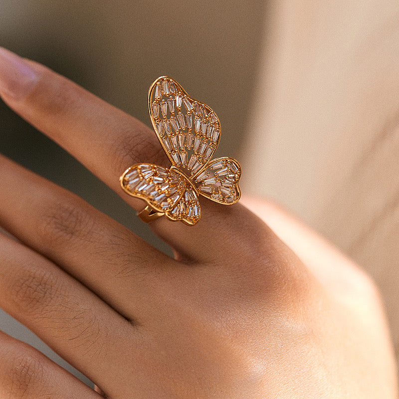 Butterfly Gold Plated Ring- One Size