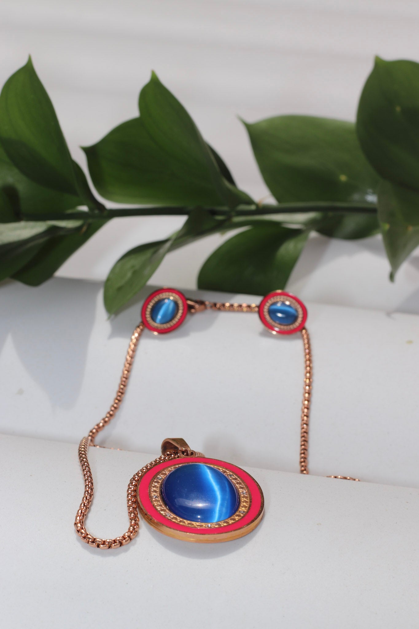 Eternal Grace Rose Gold Plated Stainless Steel Earring/ Pendant Set.