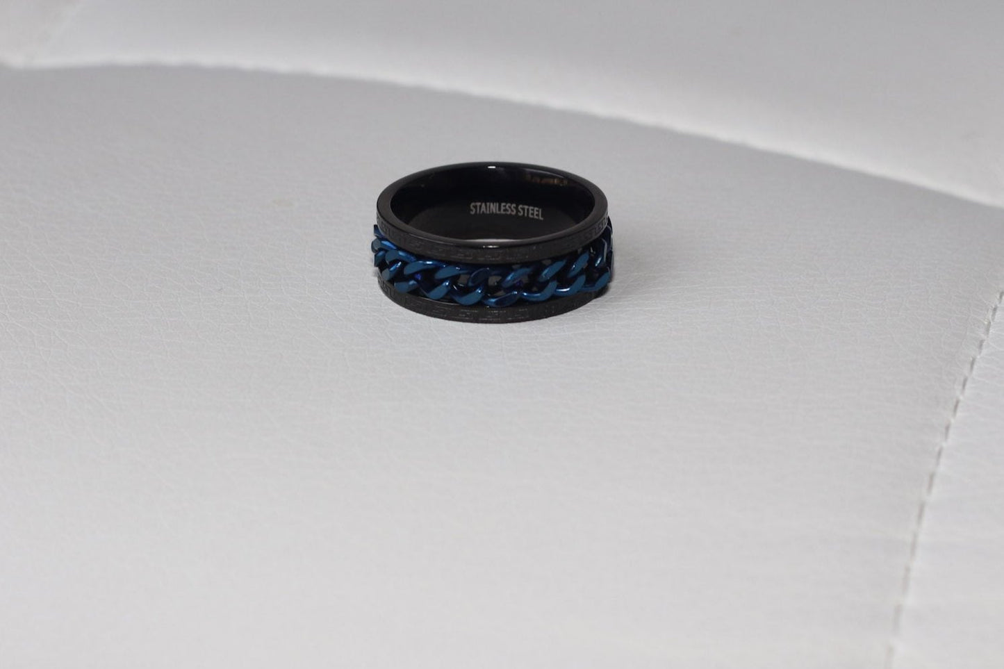 Stainless Steel Link Inlay Chain Band Ring