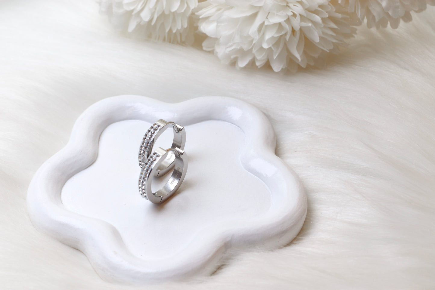 Paola's Stainless Steel Hoops Earrings, Layered with Swarovski Stones.