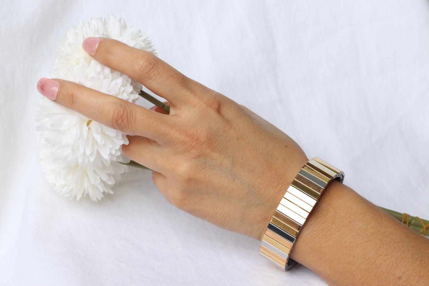 Tri Color Stainless Steel Stretch Bracelet