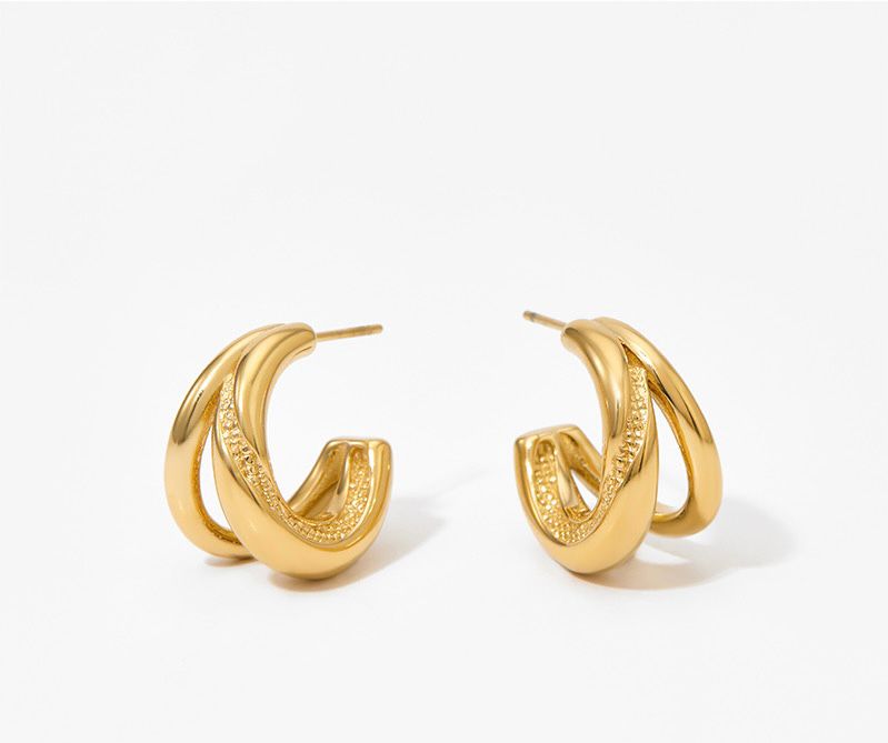 Halo Hoops Stainless Steel 18K Gold Plated Earrings.