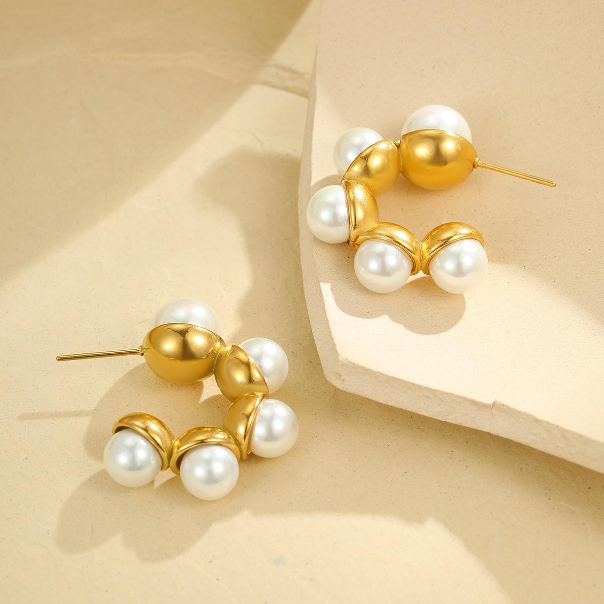 Pearl Whisper 18K Gold Plated Hoop Earrings.