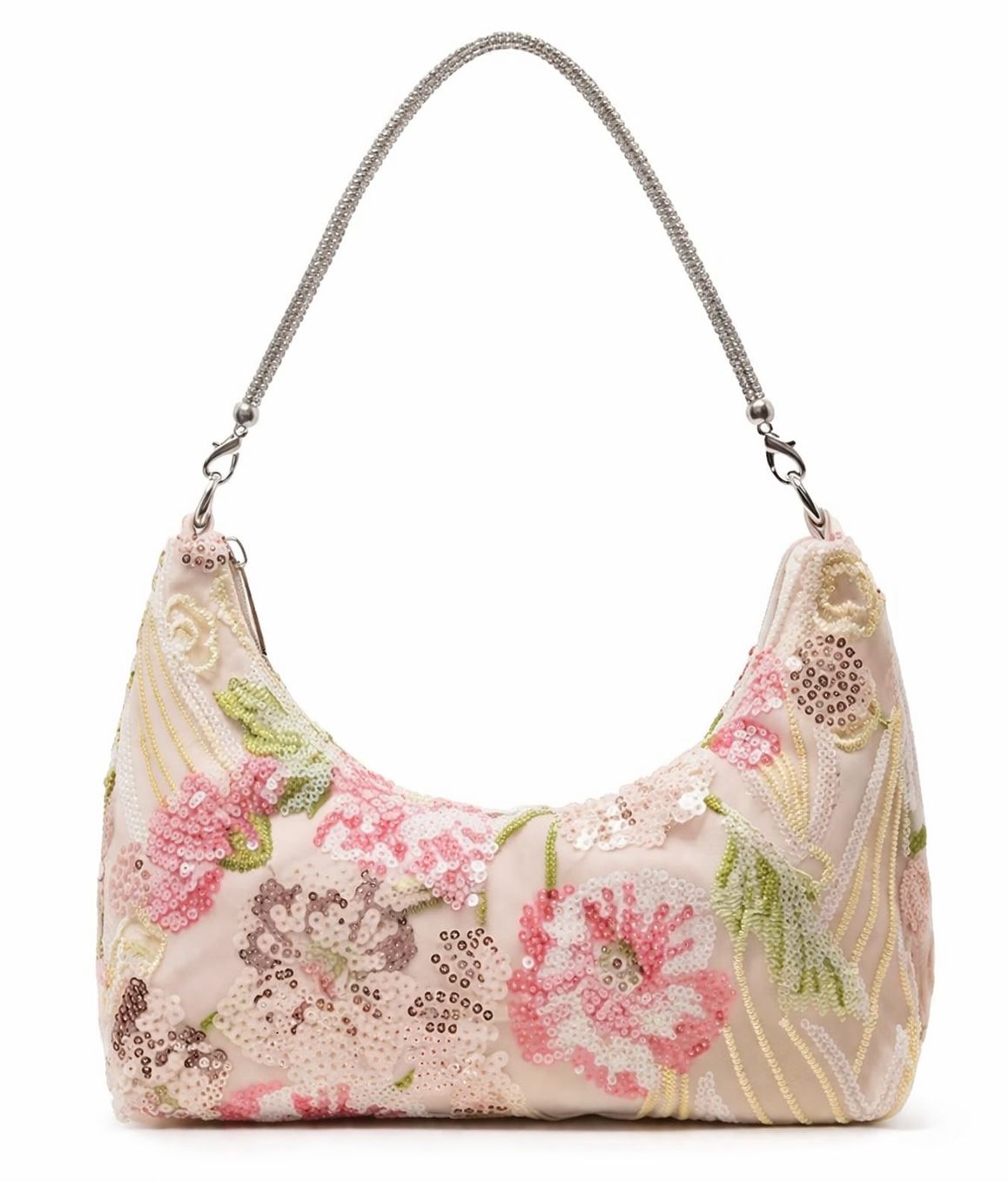 Sequined Floral Embroidered Handbag