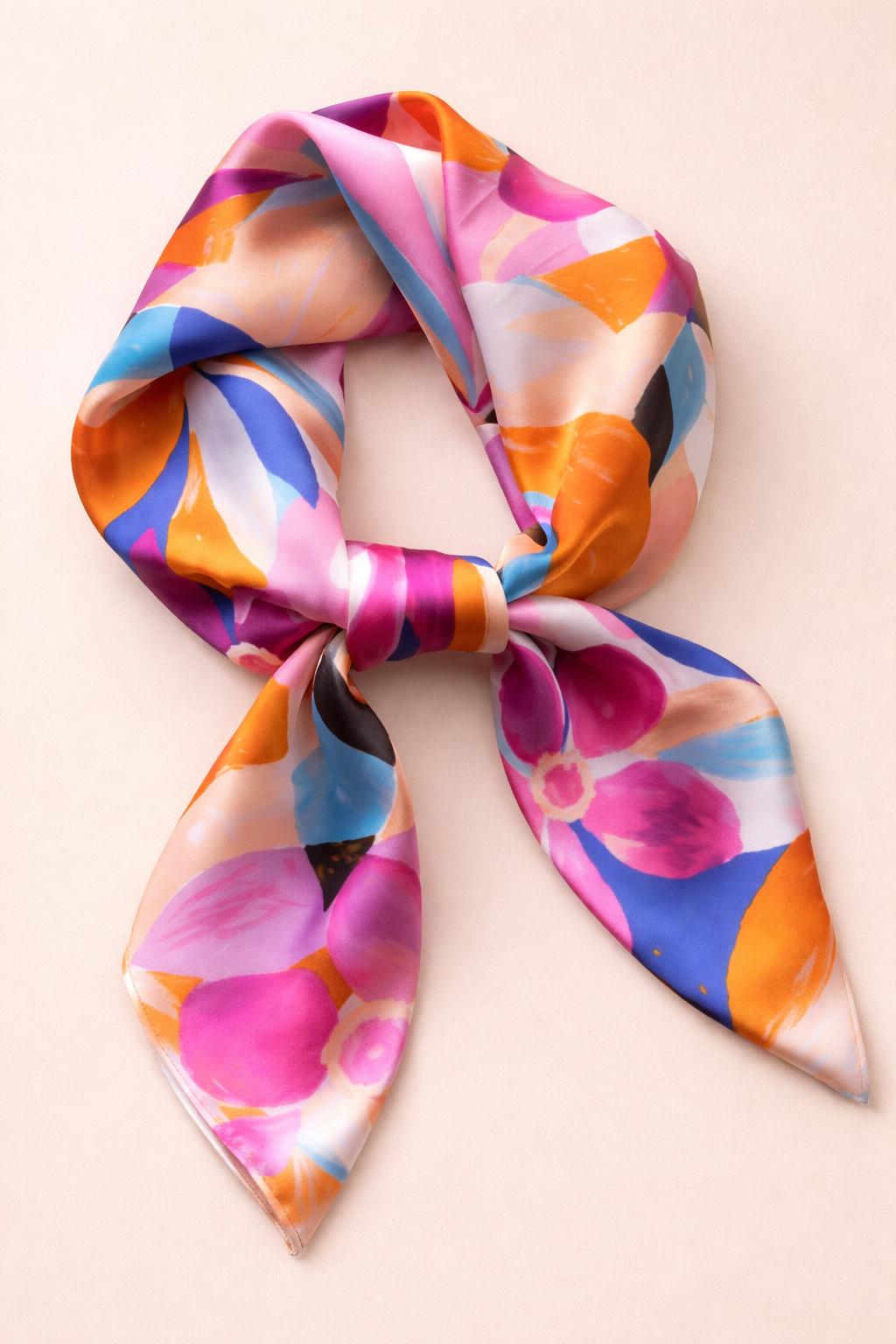 Satin Colourful Silk Scarf.