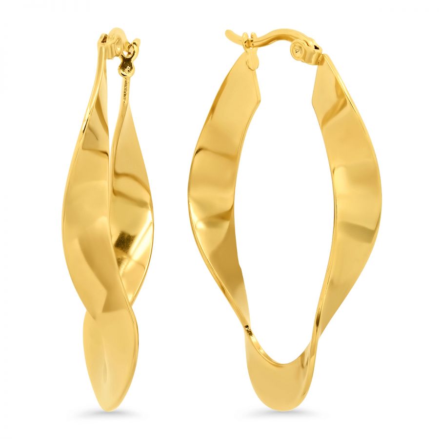 France's 18K Gold Plated Stainless Steel Wavy Hoop Earrings