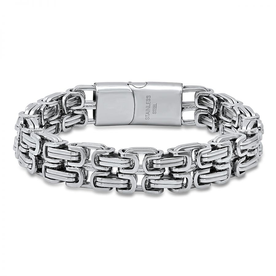 Men's Axis Stainless Steel Double Byzantine Link Bracelet