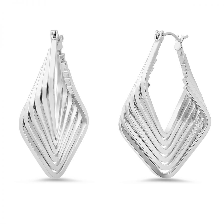 Geometric Twist Stainless Steel Hoop Earrings.