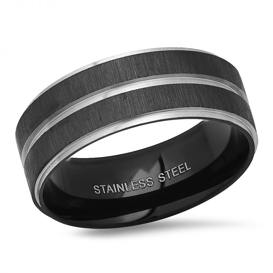 Nerox Stainless Steel Brushed and Polished Band Ring