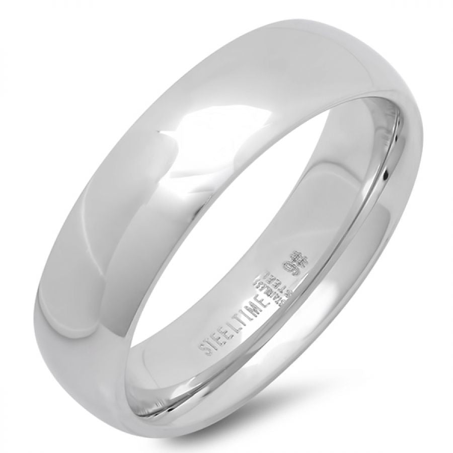 Stainless Steel Wide Wedding Band 6MM Ring