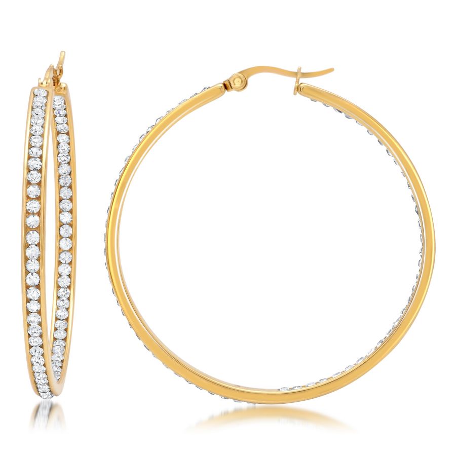 Sculpted Gold Plated Stainless Steel Hoop Earrings