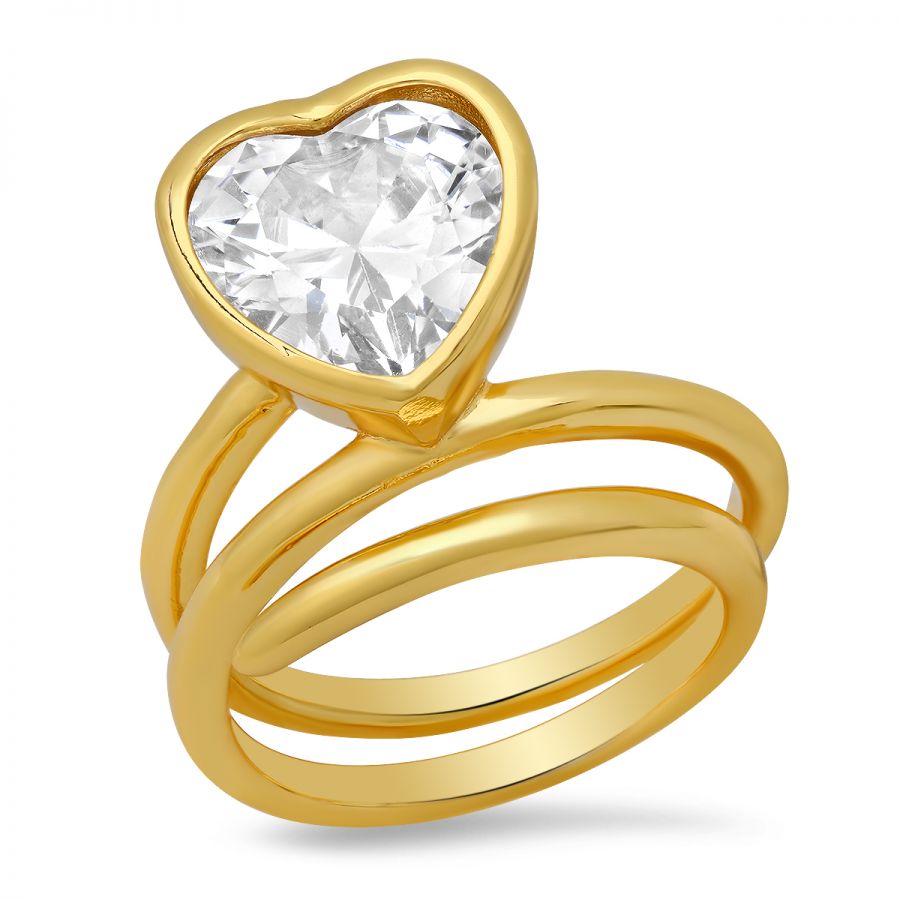 Lucrecia's 18k Gold Plated Stainless Steel Heart Shaped Twisted Ring