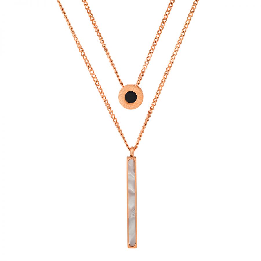 Mother of Pearl 18k Rose Gold Plated Stainless Steel Necklace