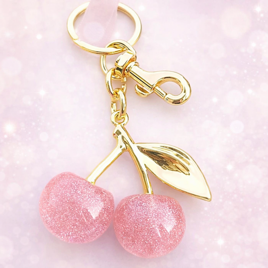 Pink Cherry Pendant Keychain