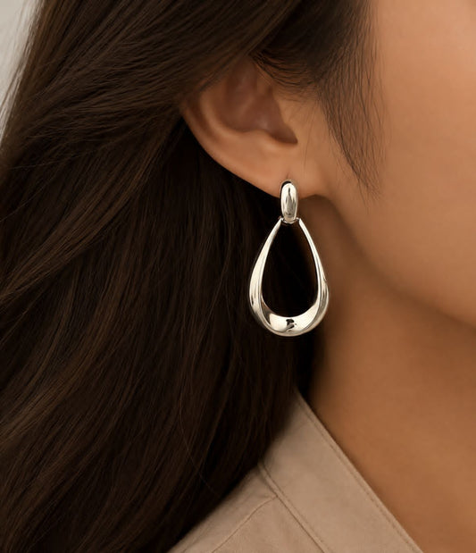 Brisa Plateada, Stainless Steel Teardrop Earrings