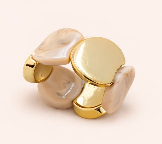 Soft Petal Seamless Elastic Finish Beige and Gold Bracelet