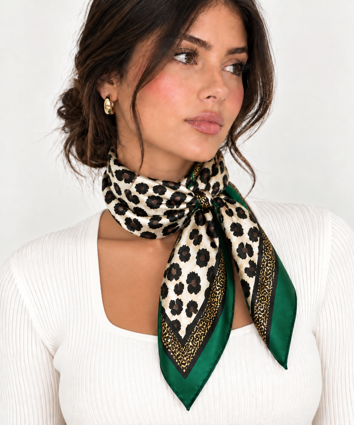 Leopard Green Silk Scarf