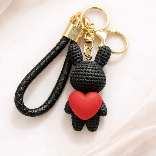 Amore Black and Red Heart Shape Pendant Keychain