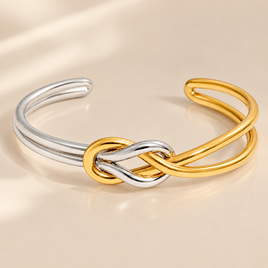 Dual Knot Stainless Steel Bangle