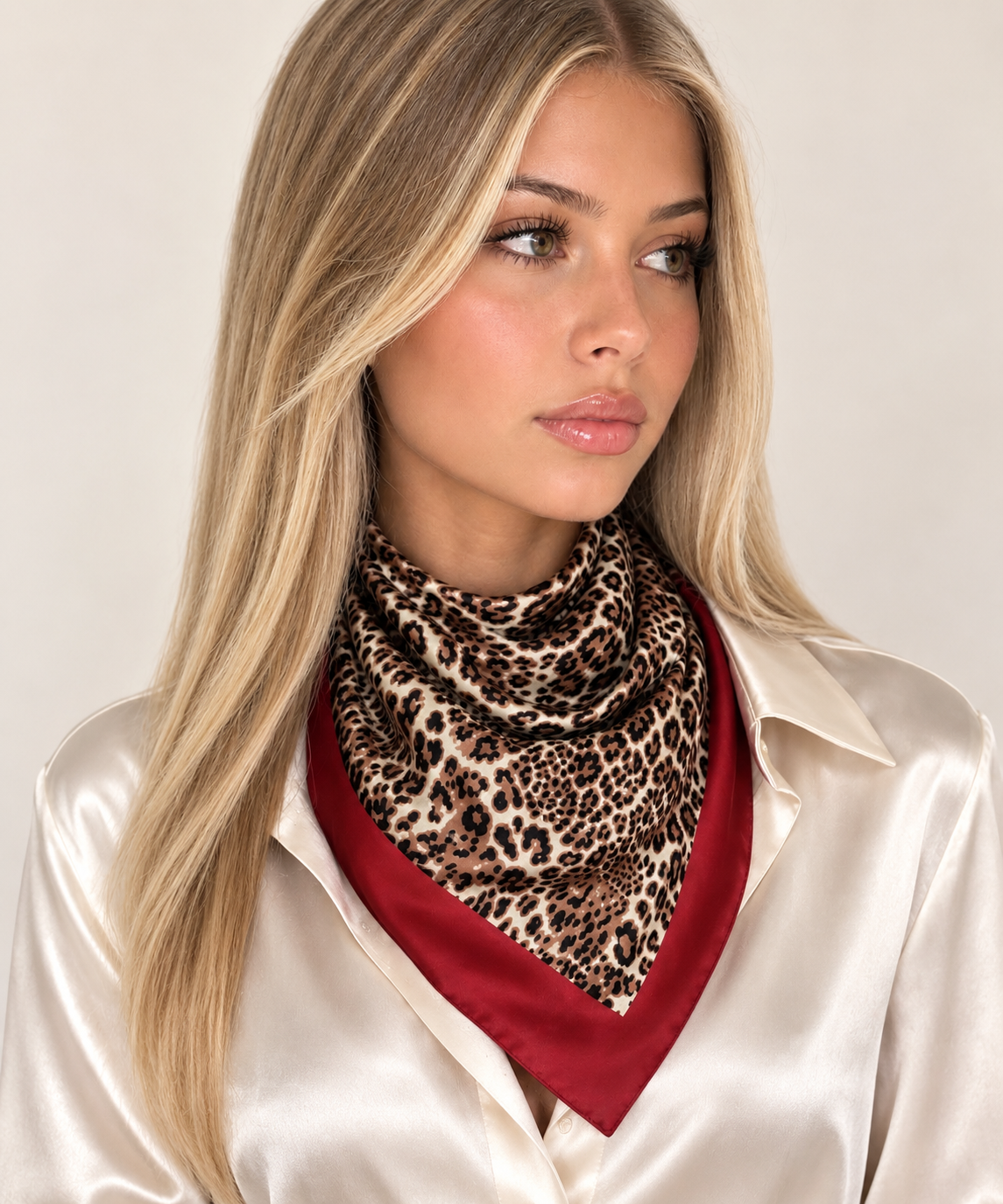 Leopard Red Silk Scarf