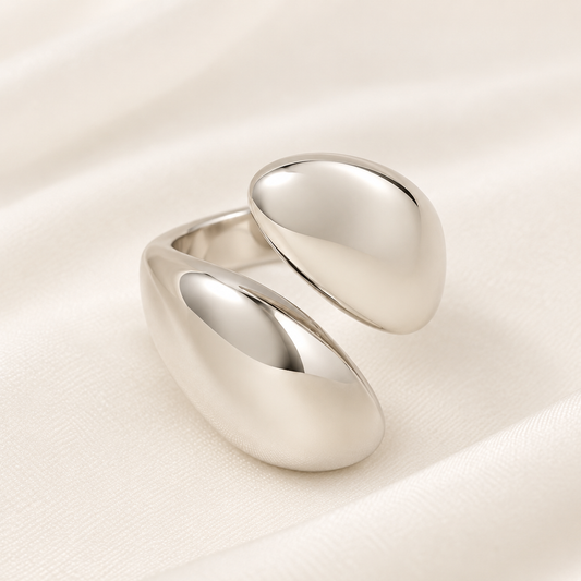 Asymmetrical Stainless Steel Silver Ring