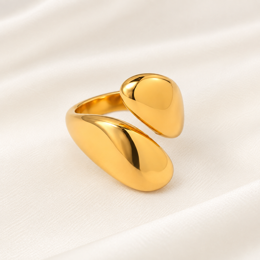 Asymmetrical Stainless Steel Gold Ring