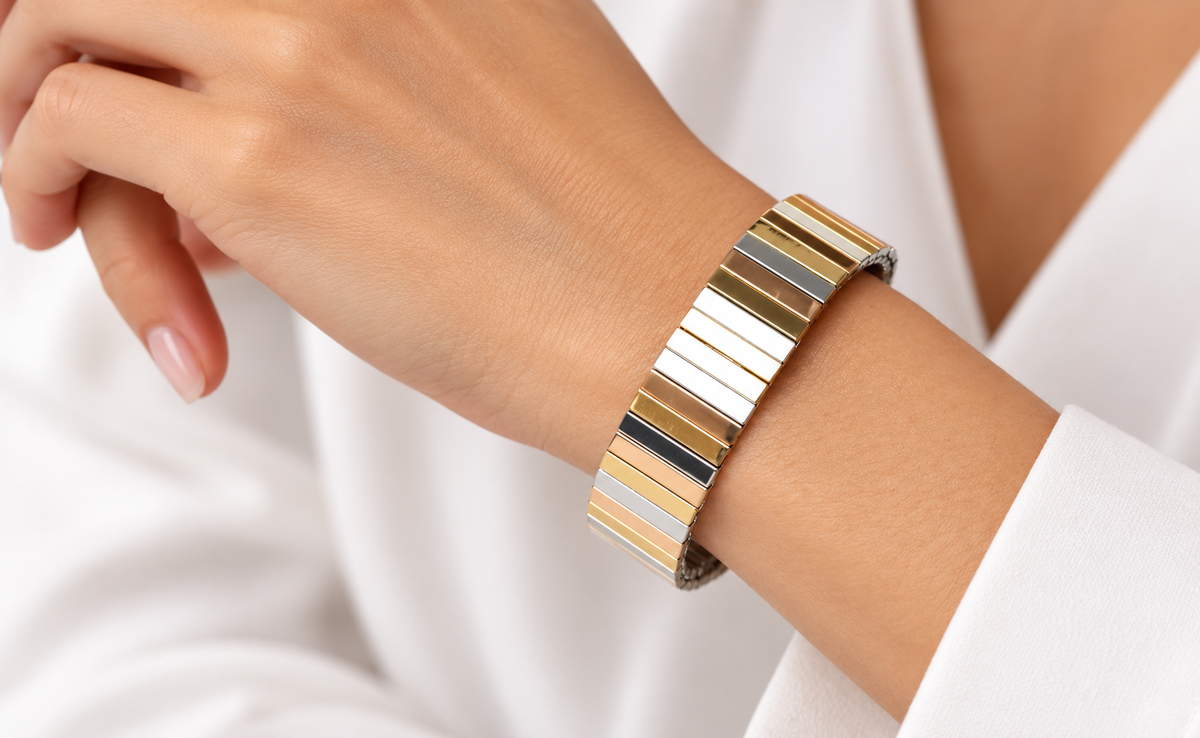 Tri Color Stainless Steel Stretch Bracelet