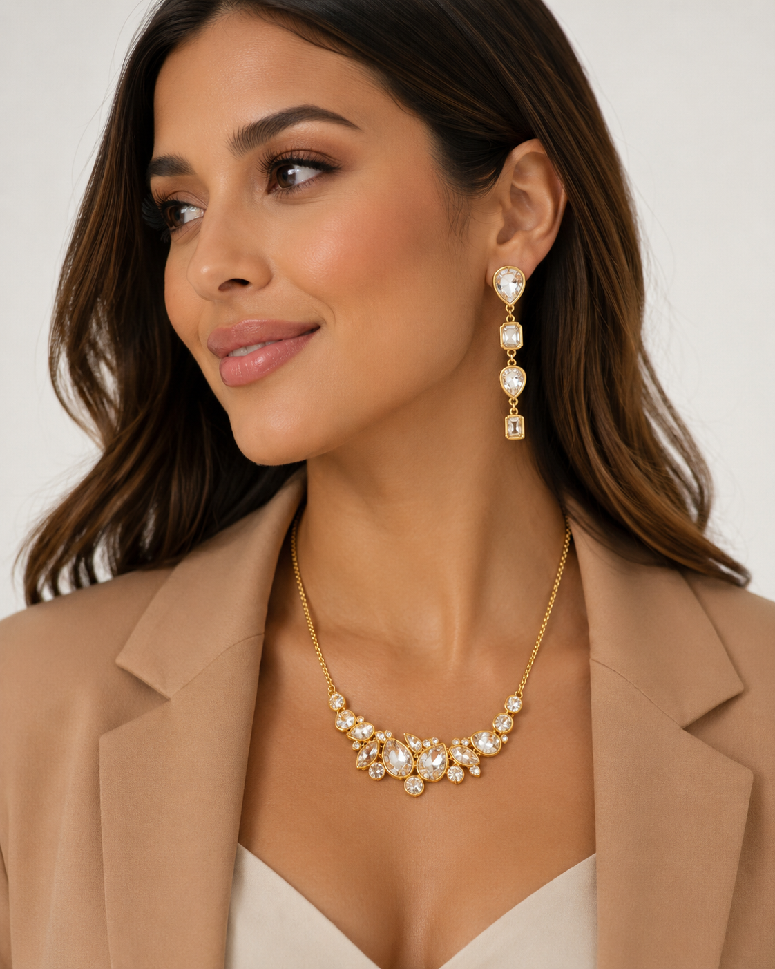 Alma Dorada Stainless Steel Earrings and Necklace Set
