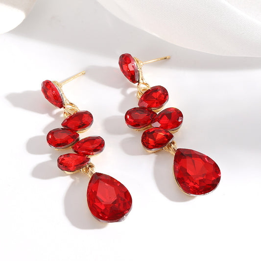Amore Bloom 18K Gold Plated, Red Drop Shaped Earrings