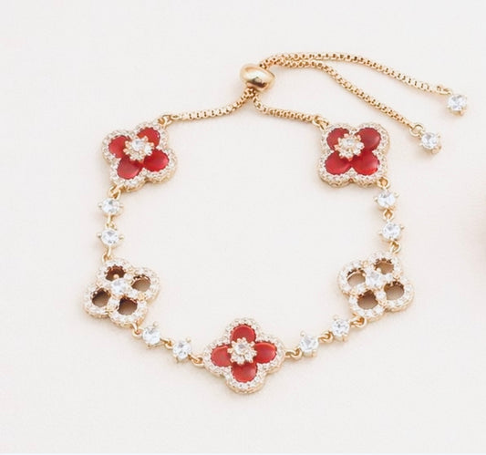 Devotion Four Leaf Clover 18K Gold Plated Adjustable Bracelet