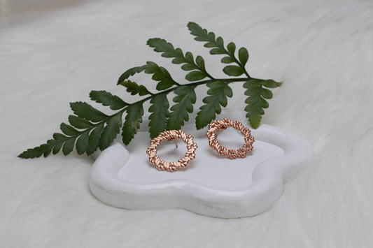 Braided Wreath Stud Gold Plated Stainless Steel Earrings.