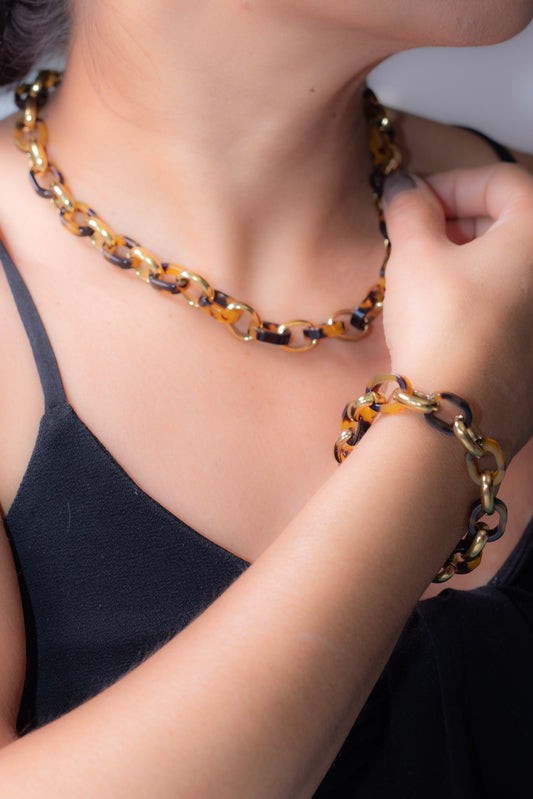 Starry Night Locket Stainless Steel Necklace and Bracelet Set.