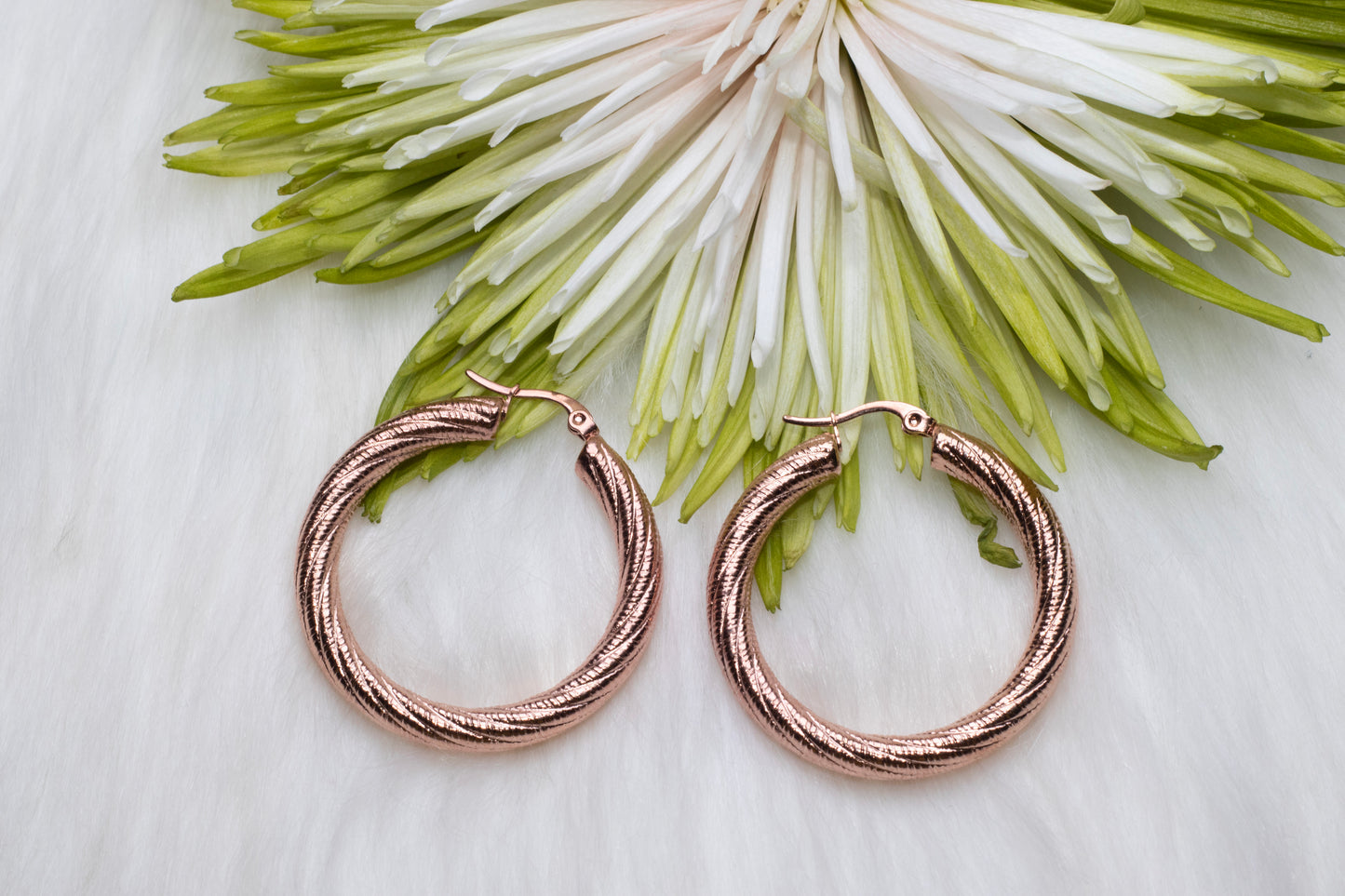 Contemporary Circle Gold Rose Stainless Steel Hoop Earrings 48MM