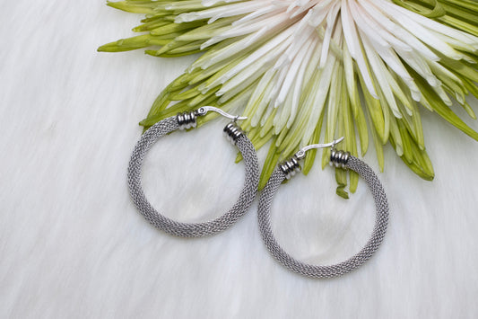 Contemporary Circle Stainless Steel Hoop Earrings 48MM