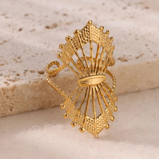 Elegant Gold Stainless Steel Open Ring.