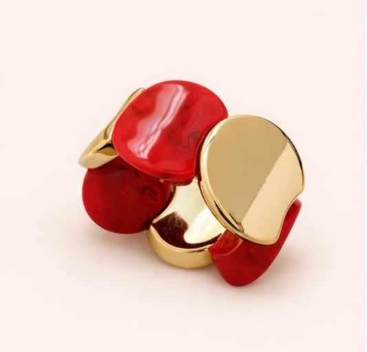 Soft Petal Seamless Elastic Finish Red and Gold Bracelet