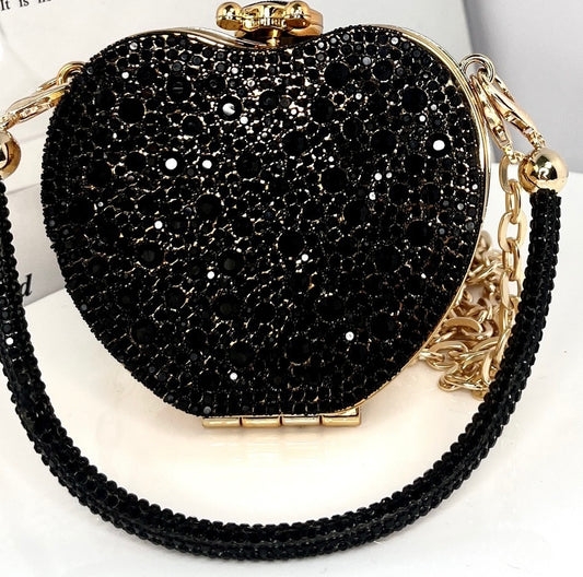 Heart in Love Collection, Black Evening Bag, Diamond Shaped.