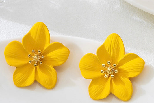 Petal Kiss Yellow Rose Earrings