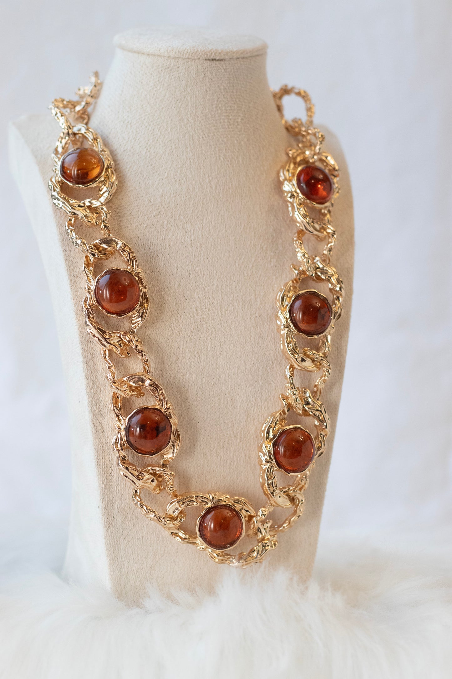 French Vintage Brown Brass Necklace.