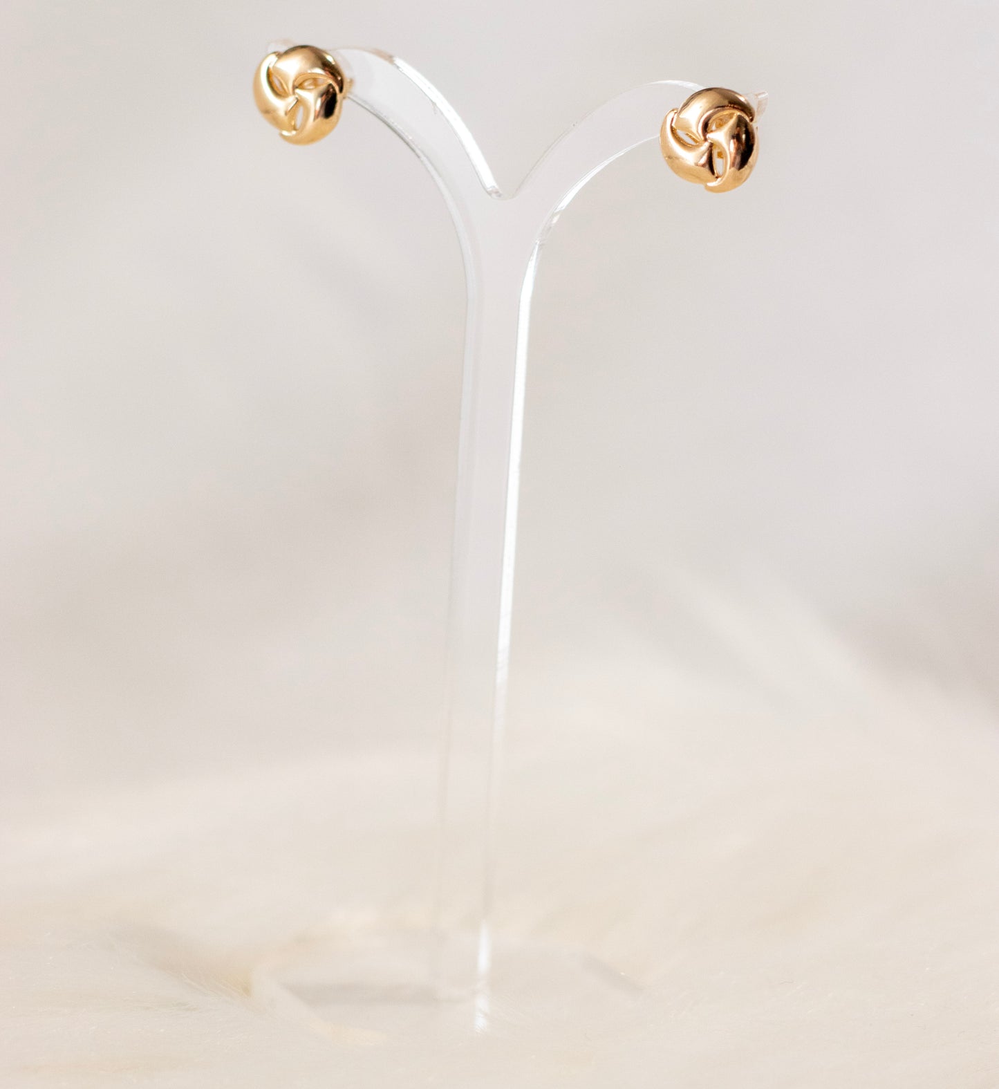 Little Flat Love Knot 18K Gold Plated Small Stud Earrings.