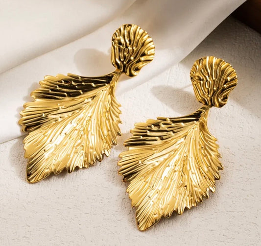 Golden Leaf Stainless Steel Earrings