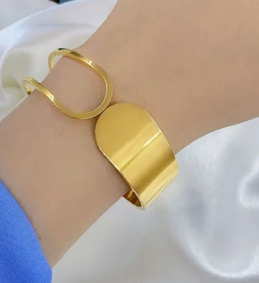 Rustic Elegance Gold Stainless Steel Polishing Bangle Bracelet