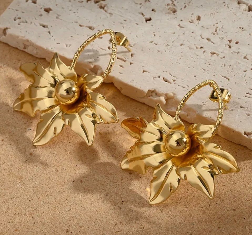 Petal Spark Gold Plated 18K Stainless Steel Earrings