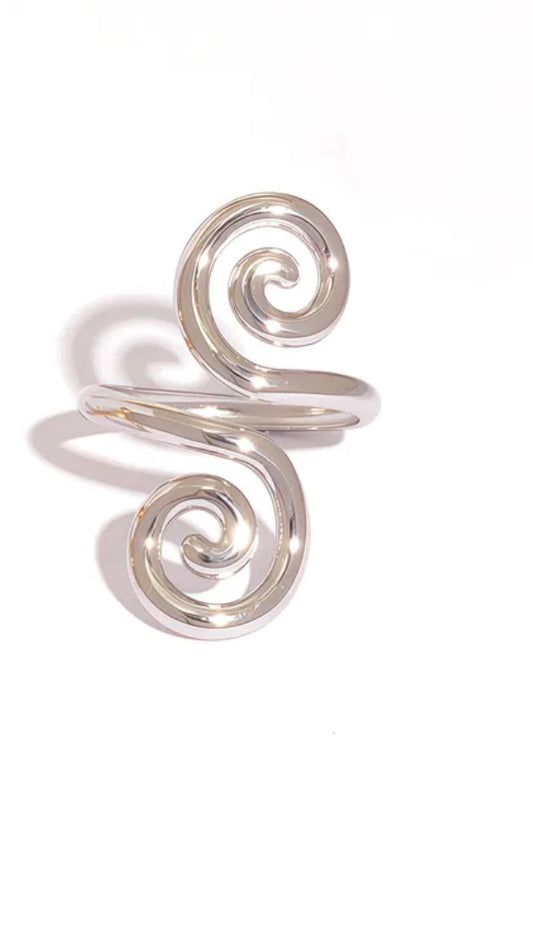 Infinity Loop Silver Stainless Steel Open Ring